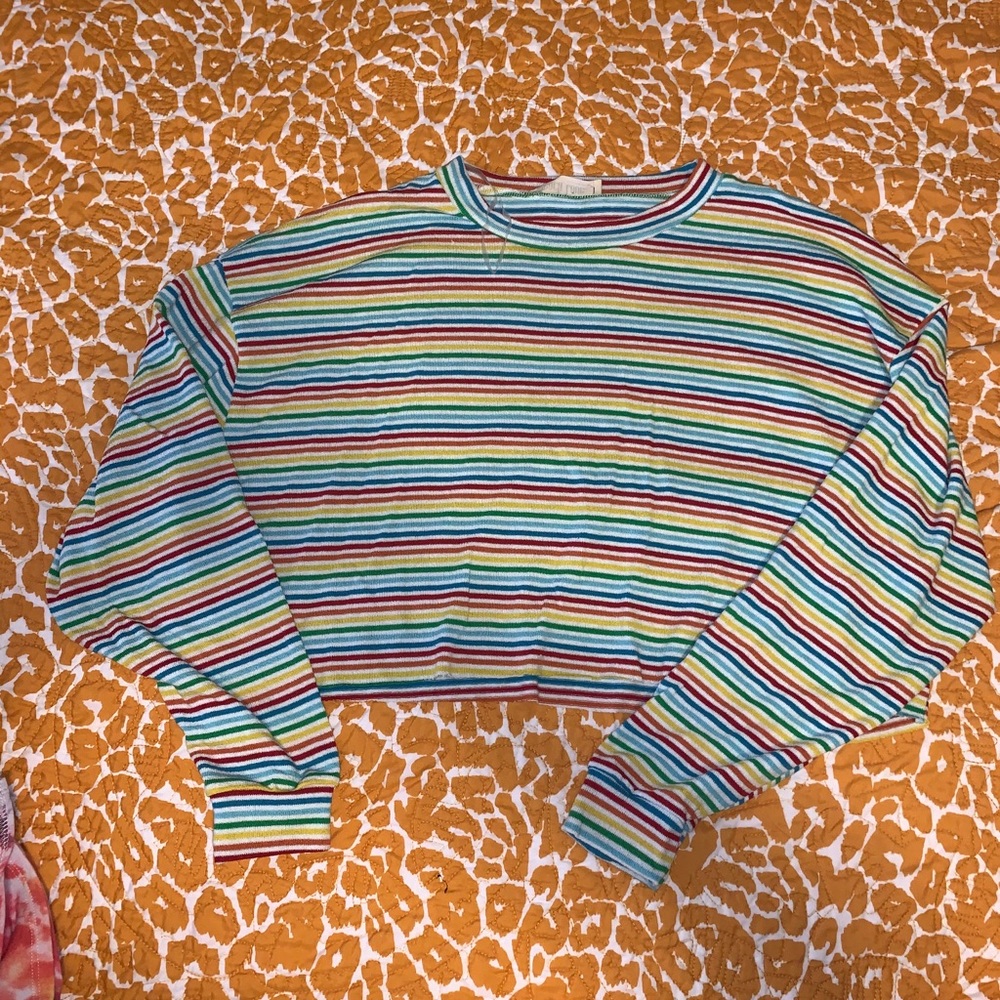Rainbow crop top long sleeve